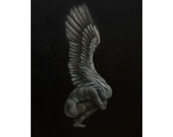 Angel Original Painting Poster Print | Dark Gothic Winged Art Print