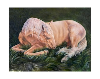 Year Of The Horse Oil Painting Poster Print | Horse Art, Sleeping Horse, Whimsical