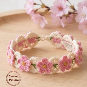 Mönster för virkat armband med blommiga prästkragar, presentidé till armband med bomullssvansblommor, mönster för amigurumi-kaninsmycken, virkad blomma för dig själv +2 bonus