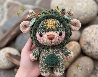 Häkelanleitung für ein Pilzwaldwesen, Fantasy-Amigurumi-Geist, Boho-Kinderzimmerdeko mit Naturmotiven, handgefertigte Himmelsfeenpuppe