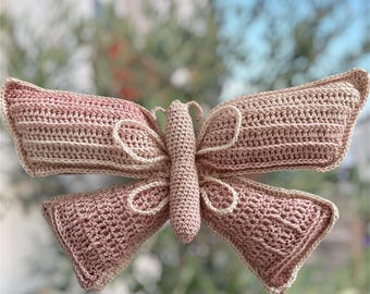 Mönster för virkad fjärilskudde i PDF-format, 3D-mönster för fjärilsplysch, virkad barnrumsdekor i PDF-format, mönster för amigurumi-kuddar för mellannivå