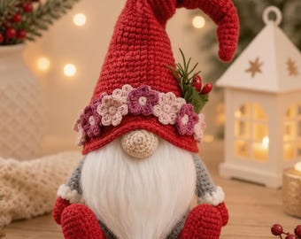 Virkmönster för jultomte i PDF-format | Amigurumi till vintertomte i skogsmark | Nybörjarvänlig handledning för juldekorationer, tomtemönster
