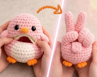Funny Reversible Bird Crochet Pattern, Flip Bird Amigurumi PDF, Instant Download, Sassy Gag Gift Toy, Double Sided Plush, humor crochet