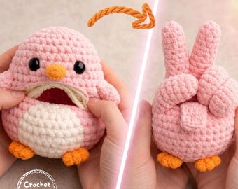 Funny Reversible Bird Crochet Pattern, Flip Bird Amigurumi PDF, Instant Download, Sassy Gag Gift Toy, Double Sided Plush, humor crochet