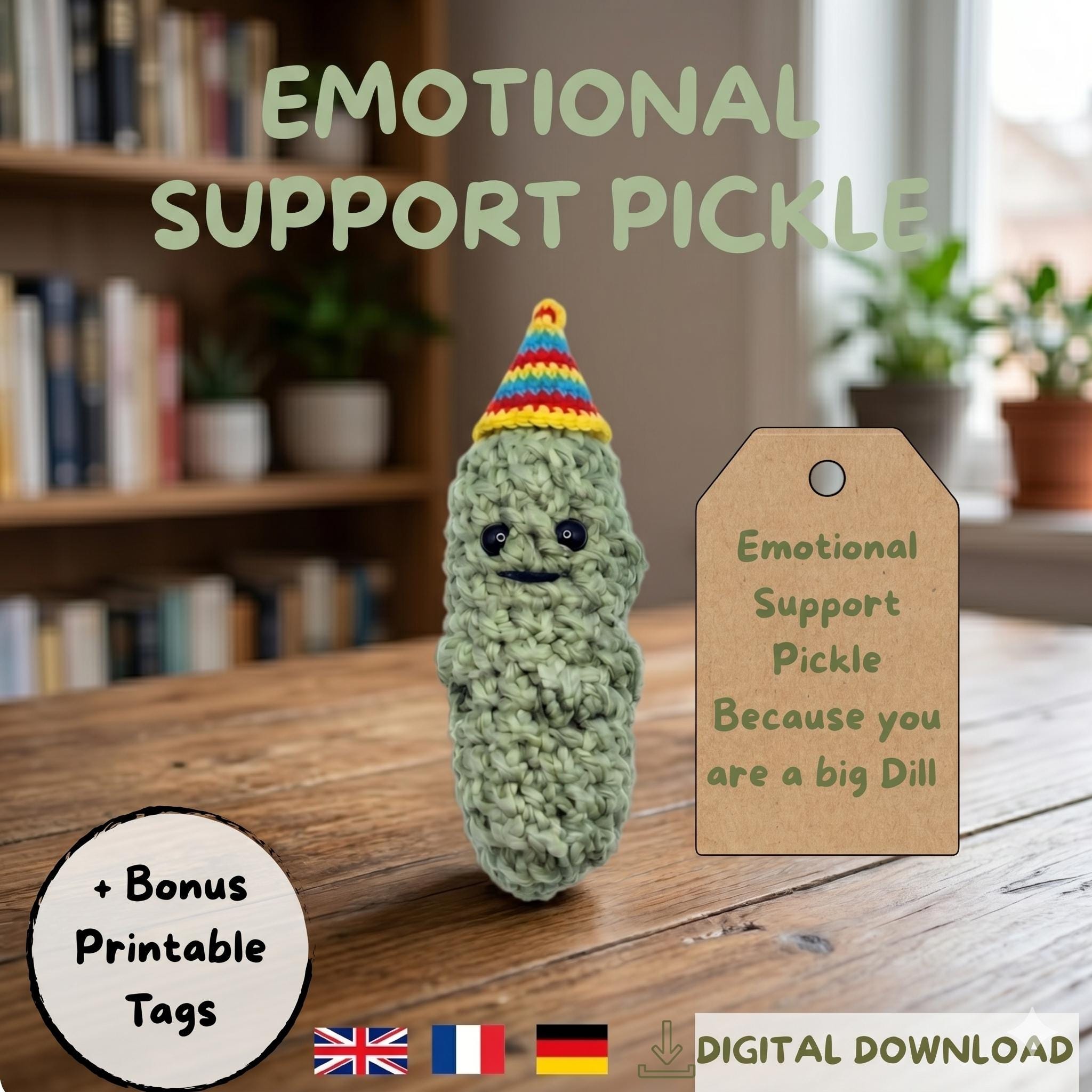 32 Pickle Crochet Patterns for Amigurumi, Keychains, Ornaments, and Plushies 11 Emotional Support Pickle Crochet Pattern Beginner