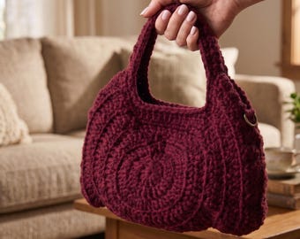 Virkad tygväska med bobblestygnmönster, bohemisk marknadsväska, handväska med popcornstygn, axelväska med textur i bomull, handgjord handväska