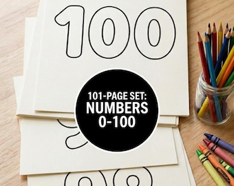 100 Page Number Coloring Book 0-100 | Preschool Math Worksheets Toddler Learning Printable