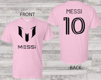 Kids Messi Soccer Jersey, Pink Number 10 T-Shirt