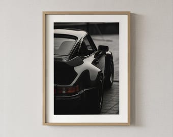 Black Porsche: Framed Photography, Porsche 911, Framed Wall Art, Black and White Prints, Home Decor