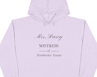 Mrs. Darcy Crop Hoodie, “Mistress of Pemberley Estate” Sweatshirt, Jane Austen Pride & Prejudice Literary Hoodie, Book Lover Gift