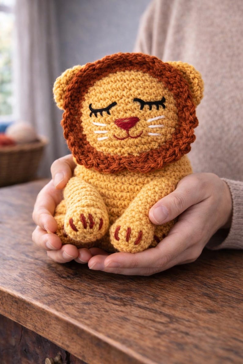 Lion Amigurumi Crochet Pattern PDF, Cute Sitting Jungle Plush Toy ...