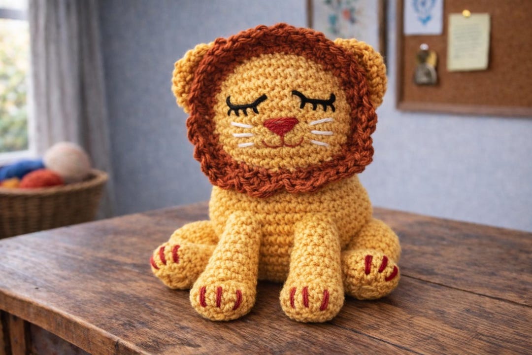 Lion Amigurumi Crochet Pattern PDF, Cute Sitting Jungle Plush Toy ...