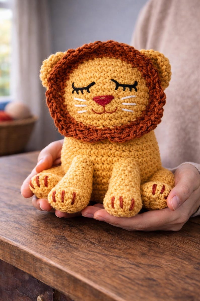 Lion Amigurumi Crochet Pattern PDF, Cute Sitting Jungle Plush Toy ...