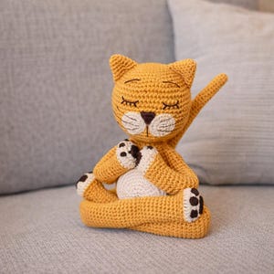 Yoga Cat Amigurumi Crochet Pattern PDF, Meditating Cat Plush Toy Tutorial, Cute Zen Animal Doll DIY