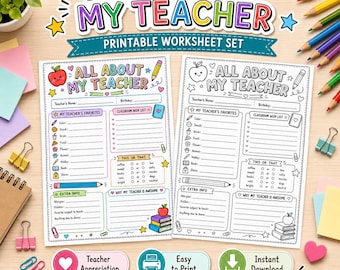 Activiteit om je waardering voor de leerkracht te tonen: Alles over mijn leerkracht (printbaar)
