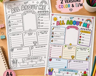 Page « Tout sur moi », fiche de présentation de l’élève, première semaine d’école