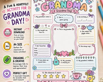 My Grandma Questionnaire Printable, Kids Memory Keepsake PDF