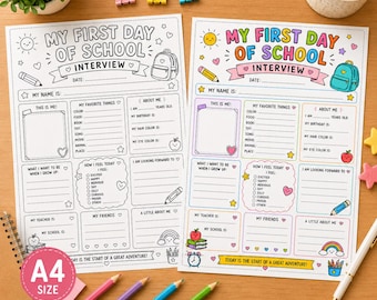 Back to School Student Interview, First Day Printable Keepsake