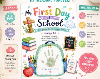 Joshua 1:9 School Handprint Craft, Christian Back to School Printable (Digital Download)