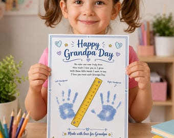 Grandpa Handprint Art, Ruler Design, Father's Day Keepsake (Digital Download)