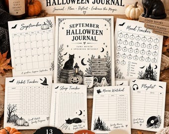 Halloween-Tagebuchvorlage zum Ausdrucken, Gruseliger Bauernhaus-Planer (A4 & A5, PDF)