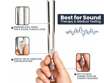 128Hz Tuning Fork, Gardiner Brown, Medical Grade Stainless Steel for Sound Healing, Vibration Therapy, Rinne & Weber Tests