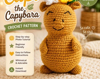 Capybara Crochet Pattern PDF, Amigurumi Capybara Tutorial, Easy Crochet Animal Pattern, Cute Crochet Toy Pattern, Digital Download