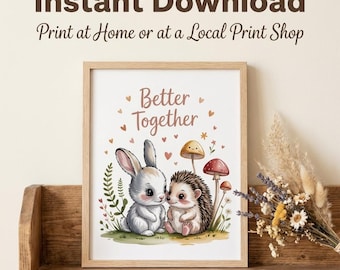 Woodland Nursery Art Prints, Forest Animals, Boho Baby Room Decor (Digital Download)