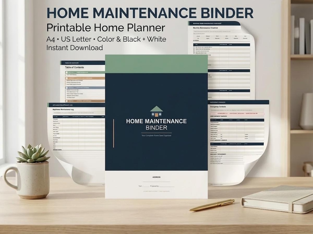 Home Maintenance Binder Printable, Home Organization Planner ...