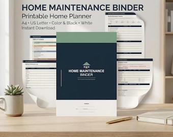 Home Maintenance Binder Printable, Home Organization Planner, Maintenance Log, Repair Tracker, Appliance Warranty, Home Inventory PDF