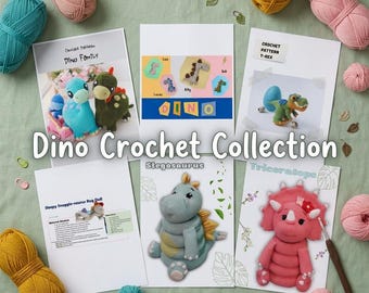 Crochet Dinosaur Pattern Bundle | 6 Amigurumi PDF Patterns | Dino Crochet Collection | Beginner Friendly