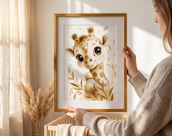 Safari Nursery Wall Art Prints Set of 7 | Boho Baby Animal Printable Poster | Lion Elephant Giraffe Nursery Decor | Instant Download