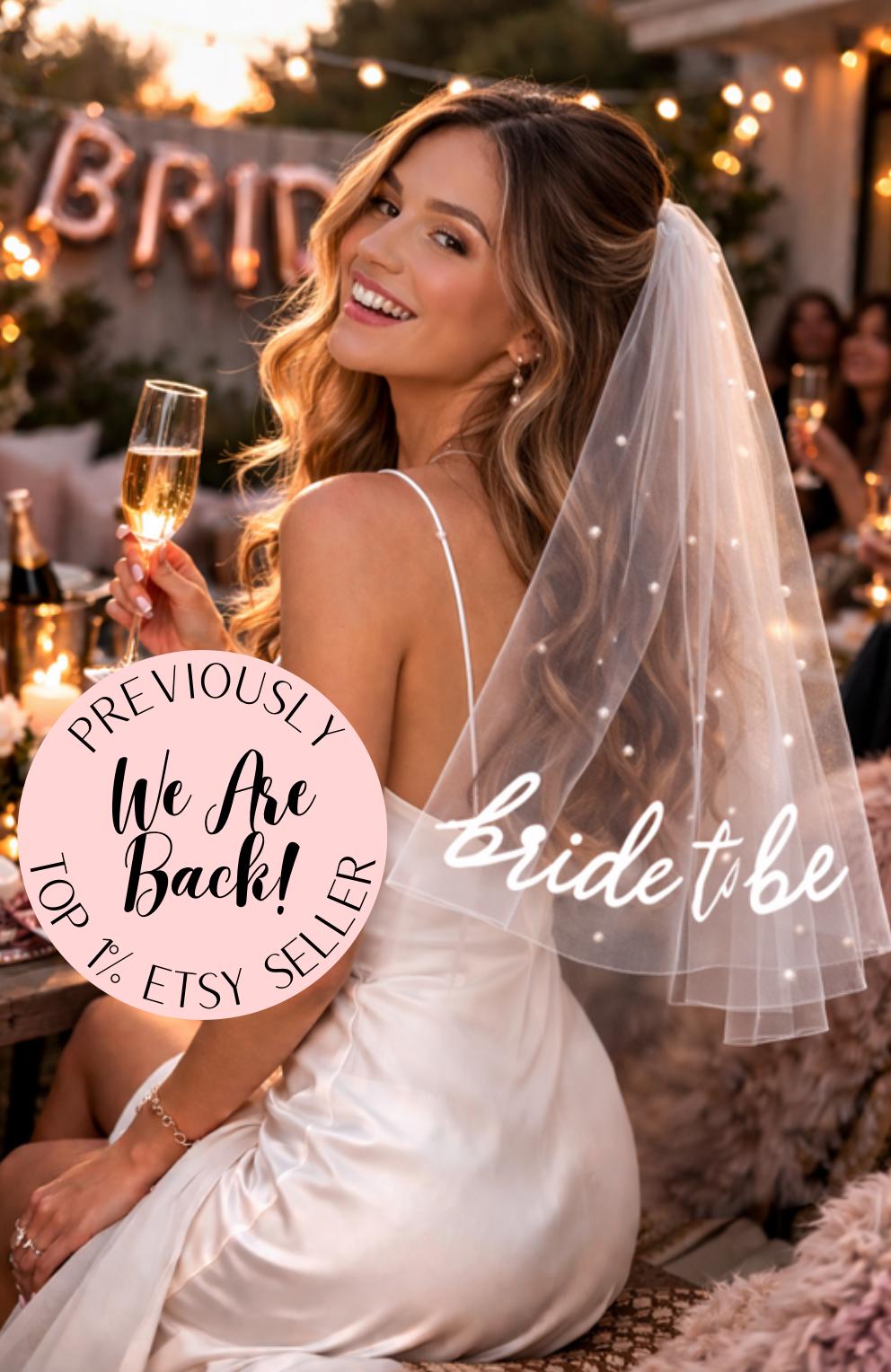 BETESSIN Bruidssluier strik met parel gadget vrijgezellenfeest toekomstige bruid accessoires bruid party bruiloft verloving