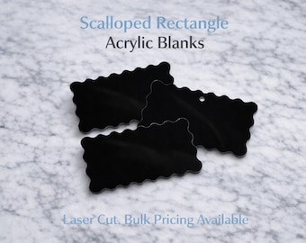 Geschulpte acrylvormstukken | Golvende rechthoekige acryl tags | Lasergesneden acrylvorm |  Gravure, vinyl en uv-print | Benodigdheden voor bulkmakers | Doe-het-zelf