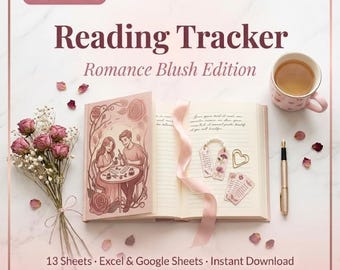 Romanze Blush Lese-Tracker | Buch Log, Spice Bewertung, TBR (Digitaler Download)