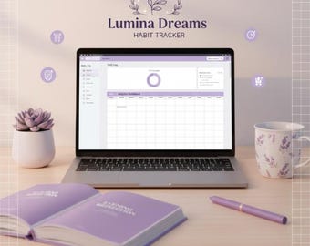 Lumina Dreams Habit Tracker | Lavender Theme, 30 Habits,Analaysic Dashboard (Excel, Google Sheets)