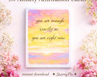 50 Angst Affirmationskarten | Aquarell Natur Deck (Instant Download)