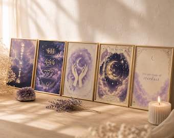Himmlische Wand-Kunst-Bundle | Moon Print 5er Set | Digitaler Download | Druckbare Galerie-Wand-Dekor