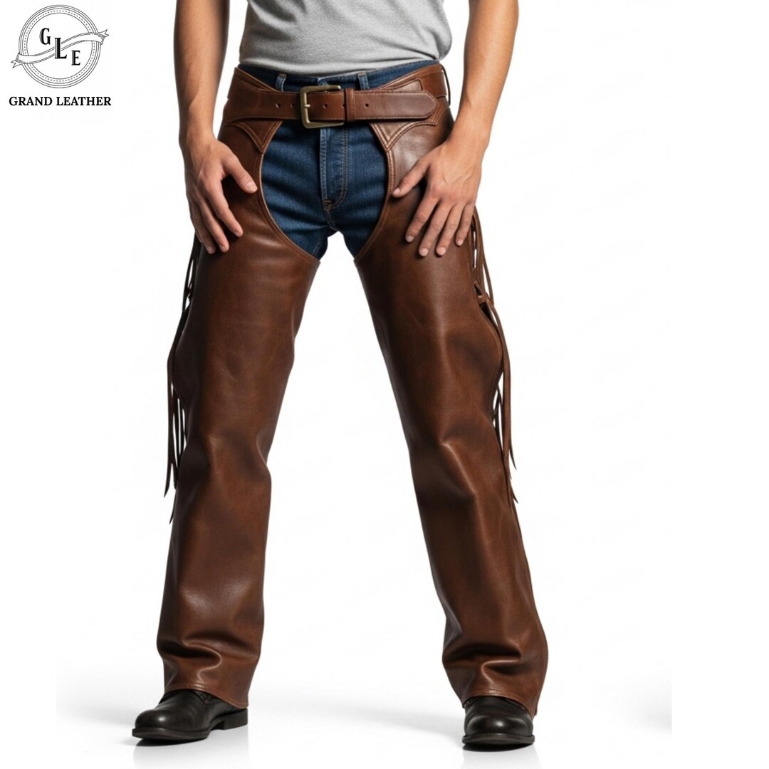 Leather Chaps for Men | Adjustable Buckle Motorcycle Pants | Edgy Biker ...
