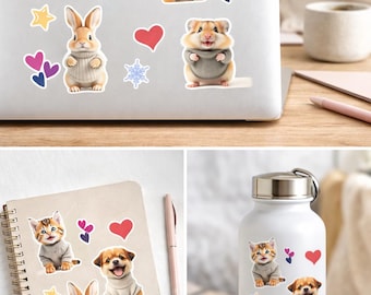 Animal Sticker Sheet – Printable Digital PNG – Pixel Pawsz