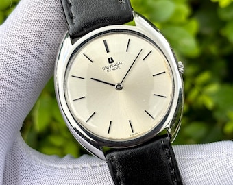 Vintage Universal Geneve C-Shape Case Ultra Slim Manual Wind Swiss Watch 842111
