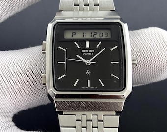 Vintage Seiko Ana/Digi Hammered Case Chrono-Alarm Japan Quartz Watch H357-519A