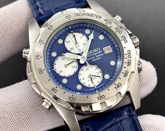 Montre chronographe Seiko avec alarme vintage, DÉFECTUEUSE, Japon, 100 m, montre à quartz pour homme 7T32-6L40