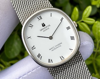 Vintage Universal Geneve White Shadow Ellipse Automatic Swiss Men's Watch 866049