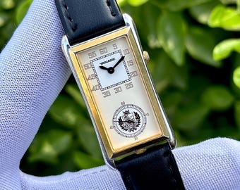 Montre de médecin yanase vintage « tank shape » double cadran Japon montre à quartz unisexe