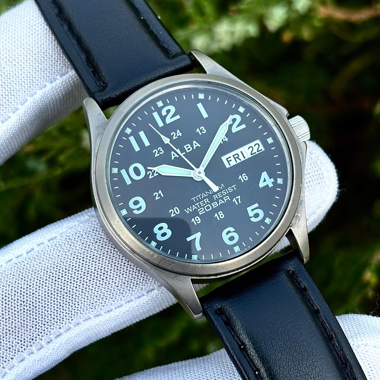 Vintage Seiko Alba Military Titanium Railway Time 20 Bar Quartz