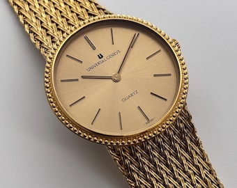 Rare Vintage Universal Geneve "Cobra" Gold Plated Swiss Men Quartz Watch 543029