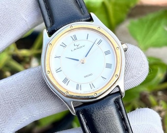 vintage Seiko Landy Santos style JDM cadran romain Japon hommes montre à quartz 5P31-6130