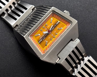 ★作動確認済み★SEIKO 5 自動巻き時計 年代物 シルバー文字盤 ビンテージ ヴィンテージ セイコー5 自動巻き腕時計（1980年代製、オレンジ文字盤