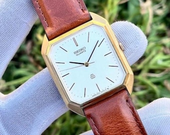 Rare Vintage Seiko Twin Quartz Textured Dial & Case Japan Men's Watch 9721-5040